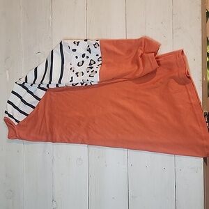 Orange and Striped Long Sleeve Top